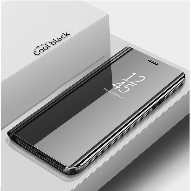 Slimme spiegel flip telefoonhoesje voor samsung galaxy  a30s a30 s hoesje samsung sansung  a 30 s 30s a305f a307f 6.4 '' standaard hoesje: A30 / Zwart
