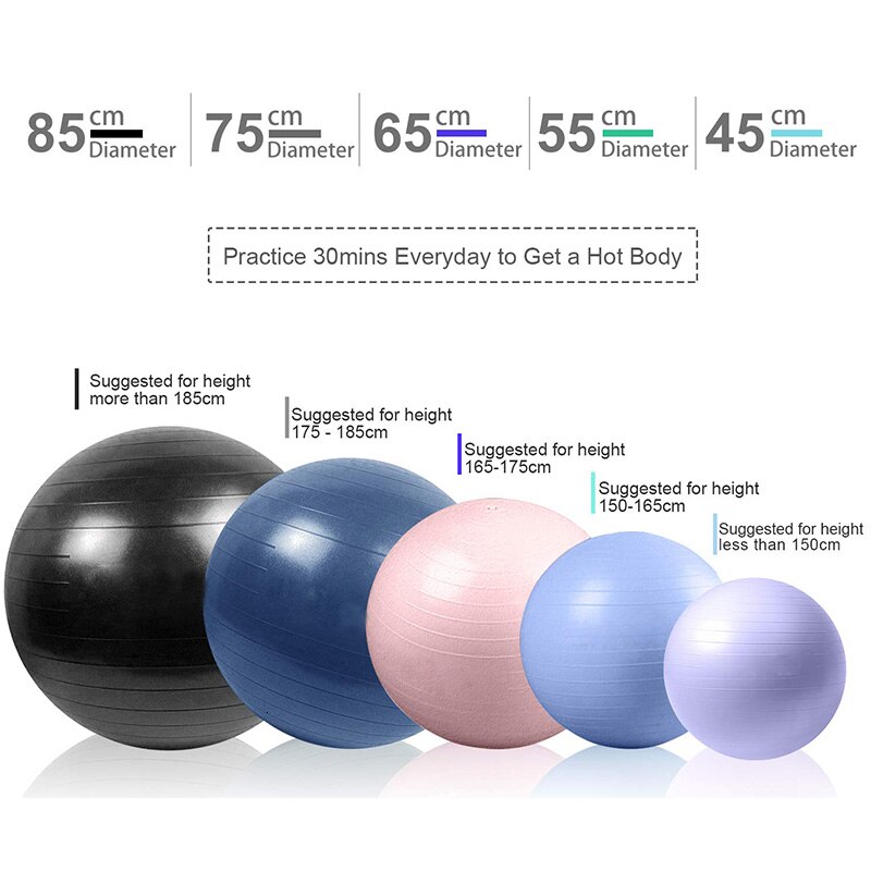 Men Anti Burst Exercise Balls 55cm-75cm Gym Fit Ball Pilates Yoga Fitness Balance Stability Ball Supports 2200lbs