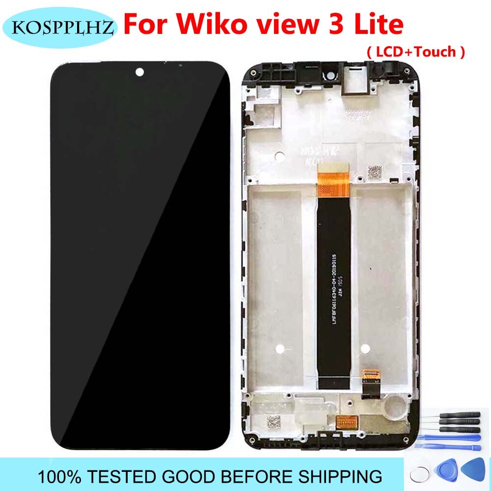 100% Tested Accessories For wiko view 3 view3 lite LCD Display Touch Screen Digitizer Assembly + Frame 6.09" Replacement