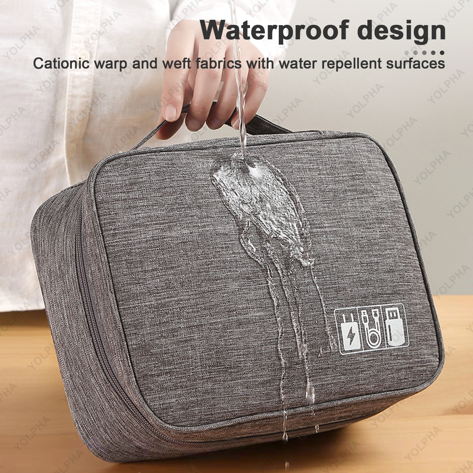 Bolsa organizadora de cables de viaje, estuche para accesorios electrónicos, bolsa de almacenamiento de cables portátil de doble capa para cargador de teléfono, FlashDrive