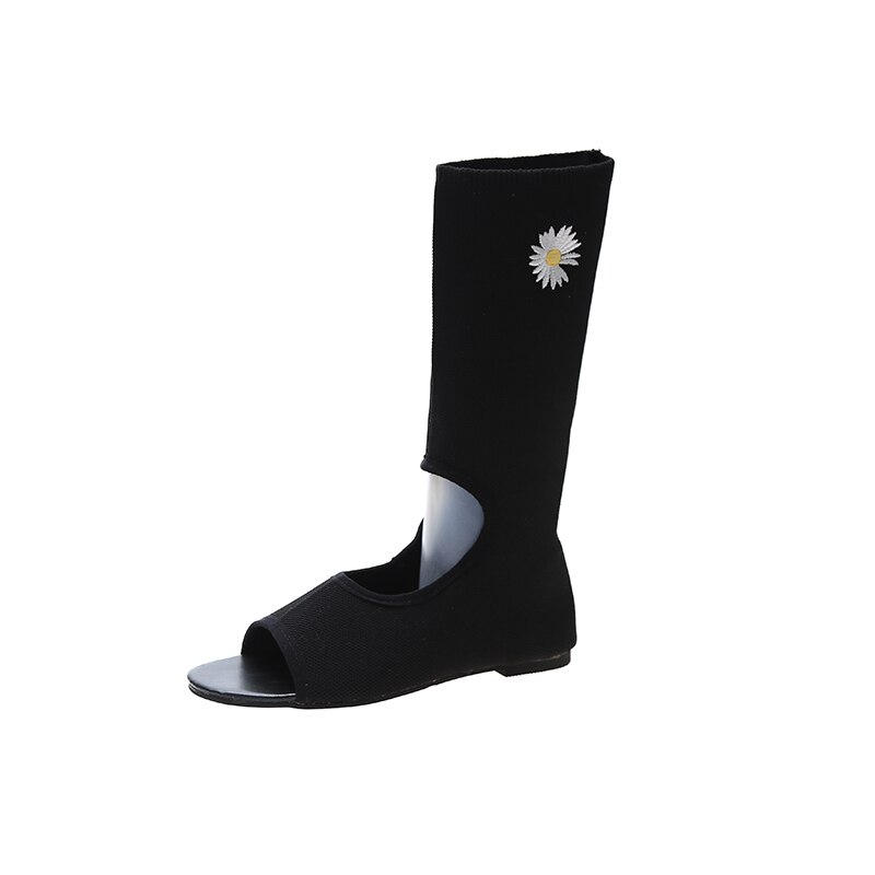 Sandalia feminina kvinner sandaler ankel fritidssko kvinne sandaler kvinnelig peep toe strandfest damesko zapatos mujer: Svart høy topp / 6.5