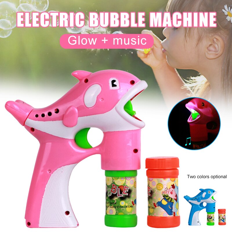 Pak Van 2 Dolfijn Bubble Machine Draagbare Bubble Orkaan Machine Automatische Kid Speelgoed Met Led Licht Muziek Aankomst