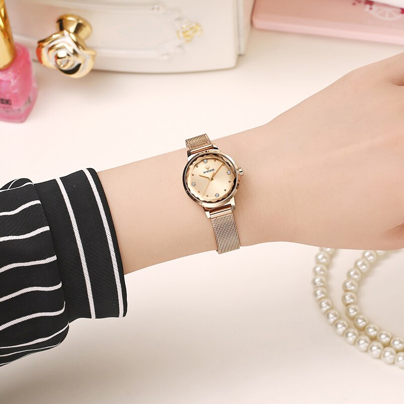 Armbinde Uhren Frauen Luxus WWOOR oben Wasserdichte Stahl Gurt Kristall Damen Handgelenk Uhren Relogio Feminino