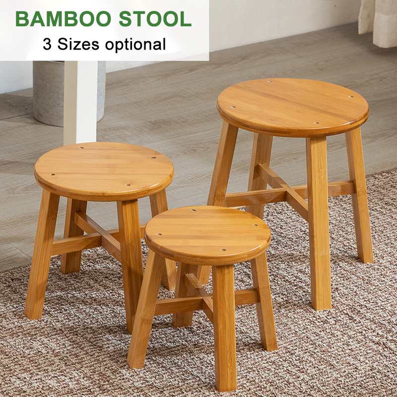Removable Round Bamboo Shoe Bench Stool Living Room Home Furniture Ottoman Hallway Bench Sofa Tea Table Small Stool Wood Chair