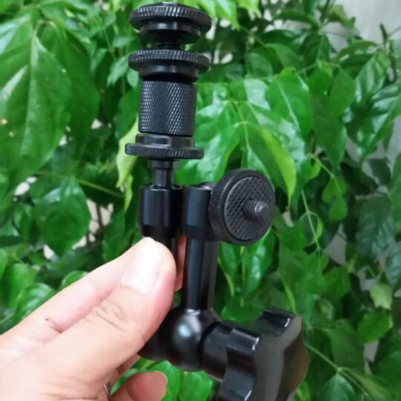 7 tommer justerbar friksjonskraft artikulerende aluminium ic arm med både 1/4 tommers gjengeskrue for lcd monitor/led lys