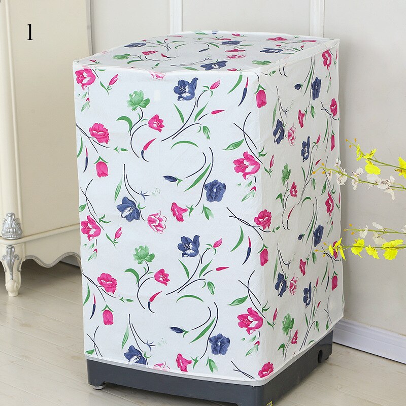 Thicken PEVA Washing Machine Cover Floral Plaid Print Sunscreen Dust Proof Cover Waterproof Case for Automatic Washing Machine: 1