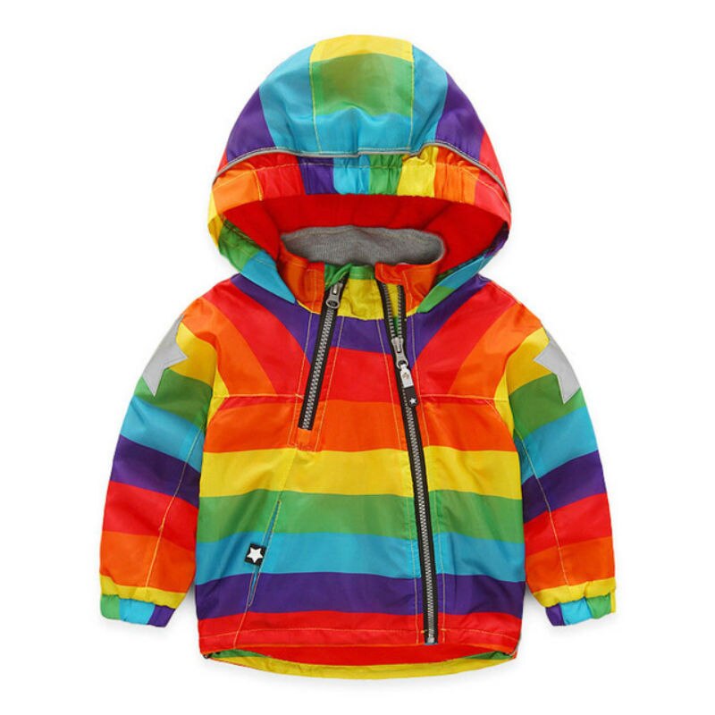 2018 di Modo di casuale Del bambino Delle Ragazze Dei Ragazzi Vestiti Giacca affrescare Bambini Arcobaleno colore Giacca a Vento Impermeabile Antivento Ragazzi Della Tuta Sportiva Del Cappotto