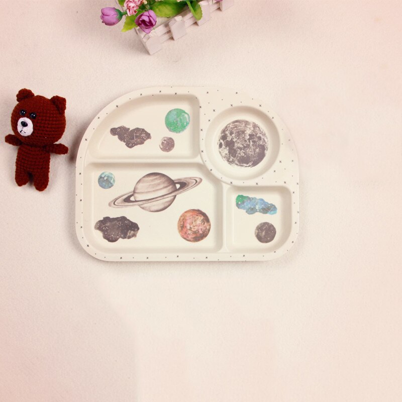 Plato de alimentación de fibra de bambú ecológico para niños, bandeja de dibujos animados para bebé, vajilla, Bol, platos, contenedor de alimentos