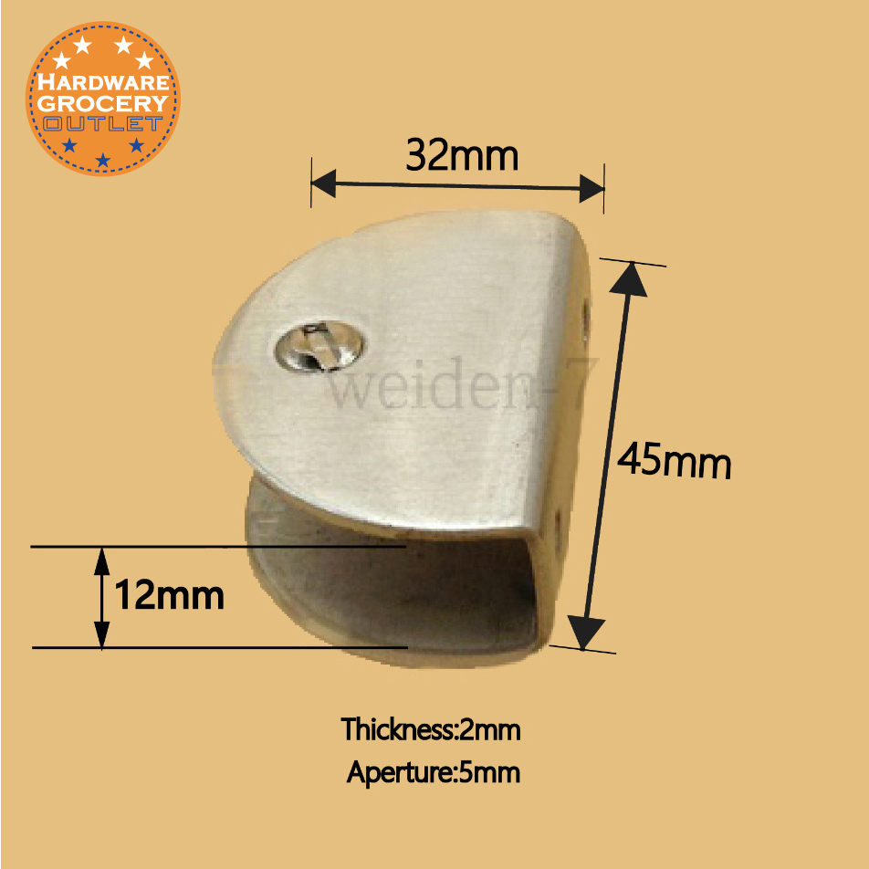 Glass 45mm Stainless Steel Semi-Circle Clamp Clip 1pc Stainless Steel Half Round Glass Clamp Clip Silver Tone