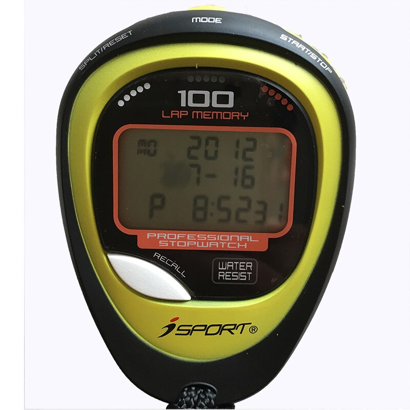 100 Laps Sports Stopwatch LCD Digital Handheld Memory Three Row seconds Chronograph Counter Timer with strap: Default Title