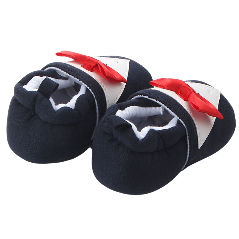 Bebis pojkar flickor varma tossor halkfria mjuk sula bomull first walkers skor tofflor med fluga