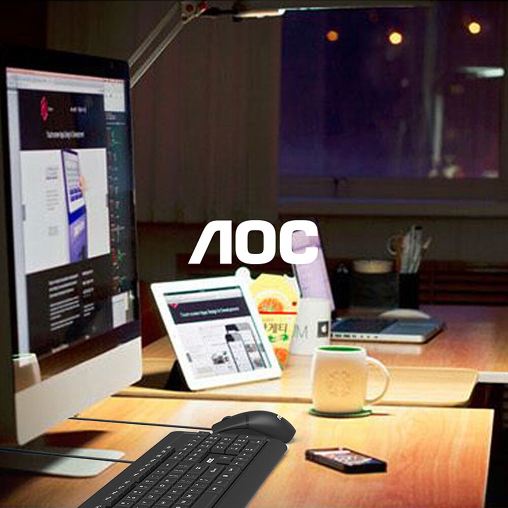 AOC KM131 USB Wired 104 Keys Keyboard 3 Buttons 1000 DPI Mouse Computer PC Combos Set for Home Office Gaming keyboard and Mouse