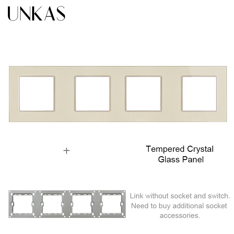UNKAS Free Combination DIY Gray Single Tempered Crystal Glass Panel Grey Matching Modules For Wall Socket Switch: Gold 344 Panel