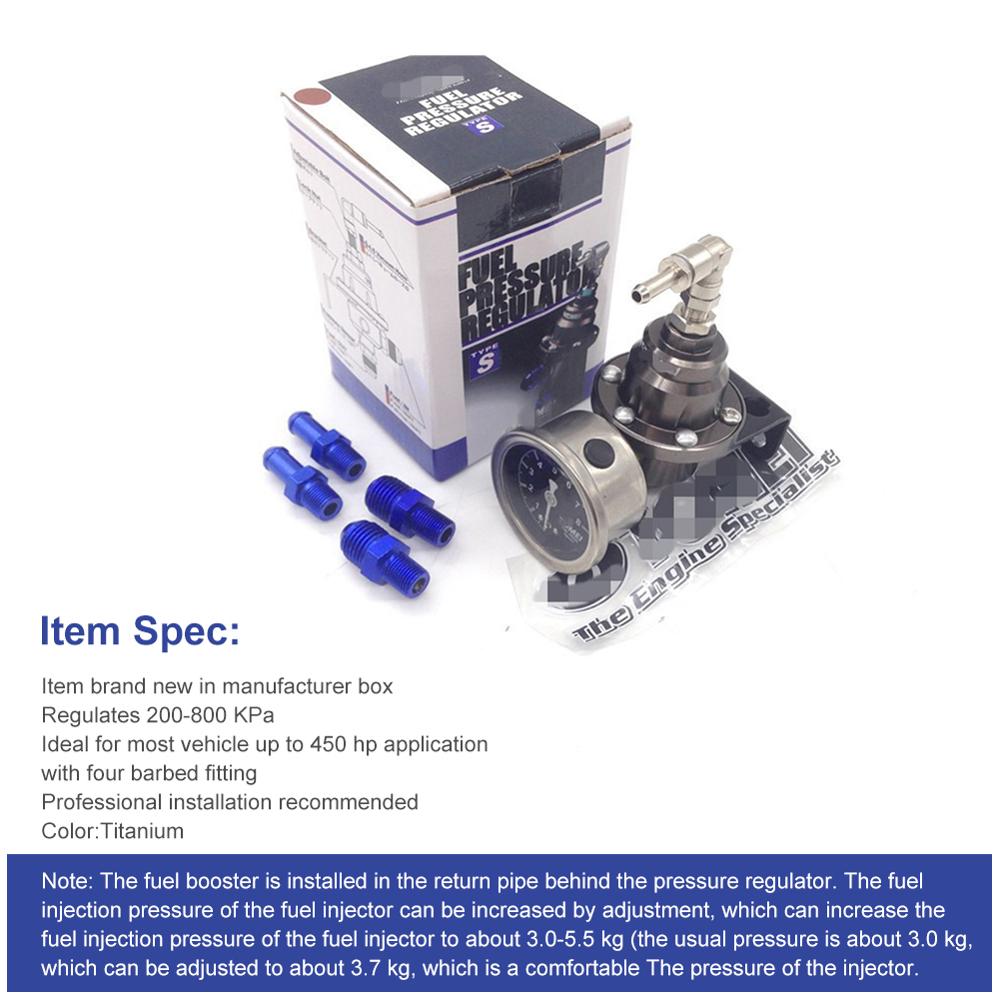 Uniwersalny regulowany regulator ciśnienia paliwa typu tomei z oryginalnym wskaźnikiem i instrukcją wskaźnik ciśnienia paliwa akcesoria: Default Title