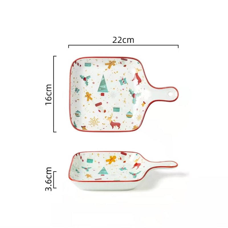 Salad Plate Noel Ceramic Cartoon Cute Christmas Gingerbread Man Shape Dessert Dinner Table Must-Have Suitable: 22cmX16cmX3.6cm