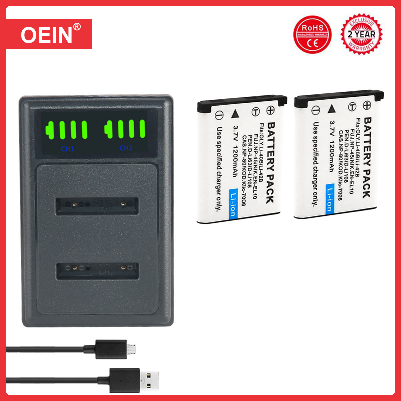 4Pcs Rechargeable Batterie Au Lithium 3.7V 1200mAh Li-40B Li 40B Li-42B Li 42B Batterie Pour NP-45 distillé 45 distillé 45A 45B 45S EN-EL10 1Pcs: Bleu