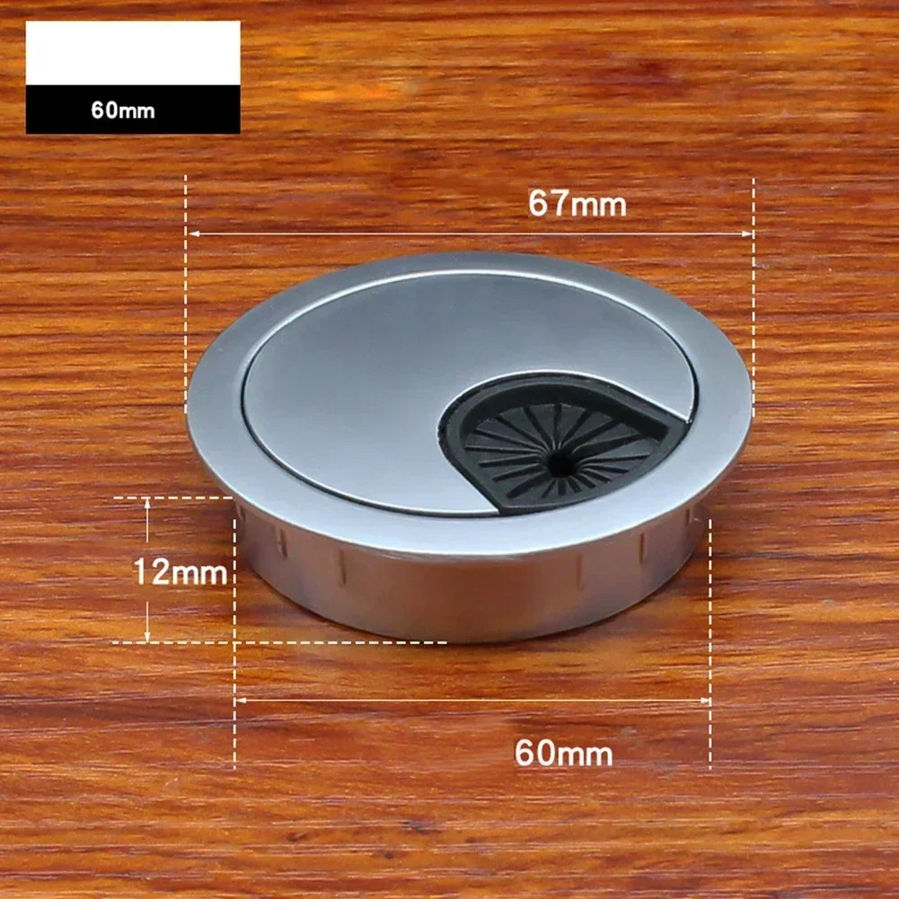 1pc pratique 50mm/60mm/80mm ordinateur œillet en métal bureau Table câble bien rangé sortie fil couverture organisateur matériel: Argent