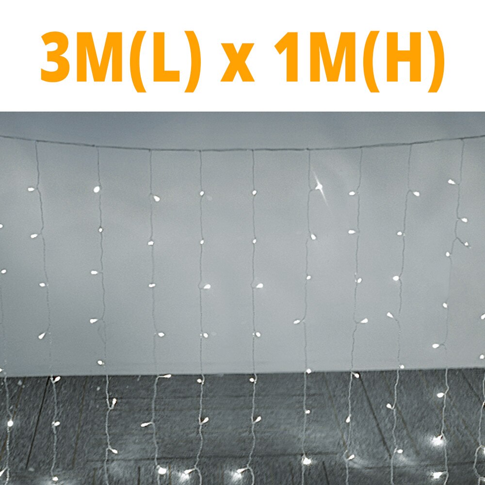 Led trädgårdslampa 3 x 3m 2-2m 110v/220v led gardinsnöre gräsmatta lampa utomhus trädgård landskap juldekoration trädgårdsbelysning: Vit 3-1m / Eu-kontakt 220v