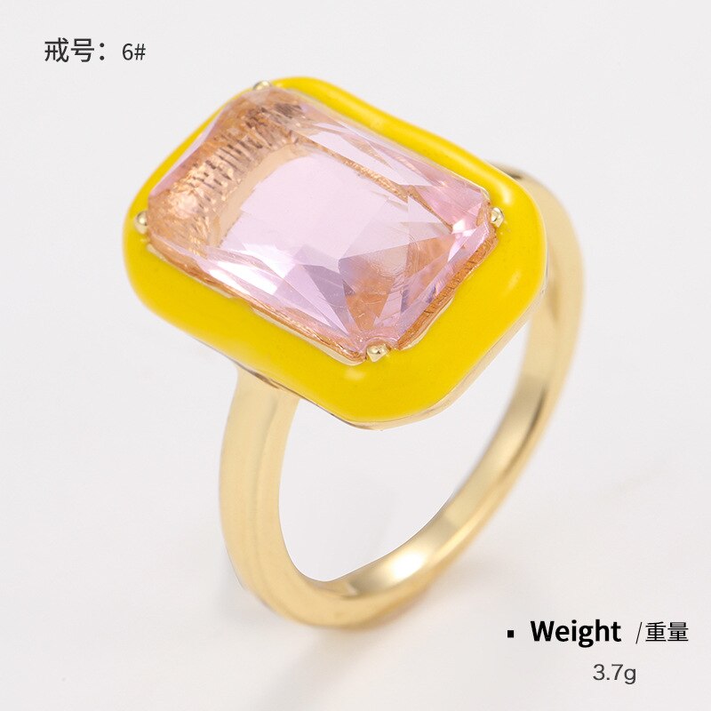 Onregelmatige Geometrische Vierkante Ronde Kleurrijke Crystal Rhinestone Zirkoon Druipend Olie Vinger Ring Voor Vrouwen Bruiloft Sieraden: 7