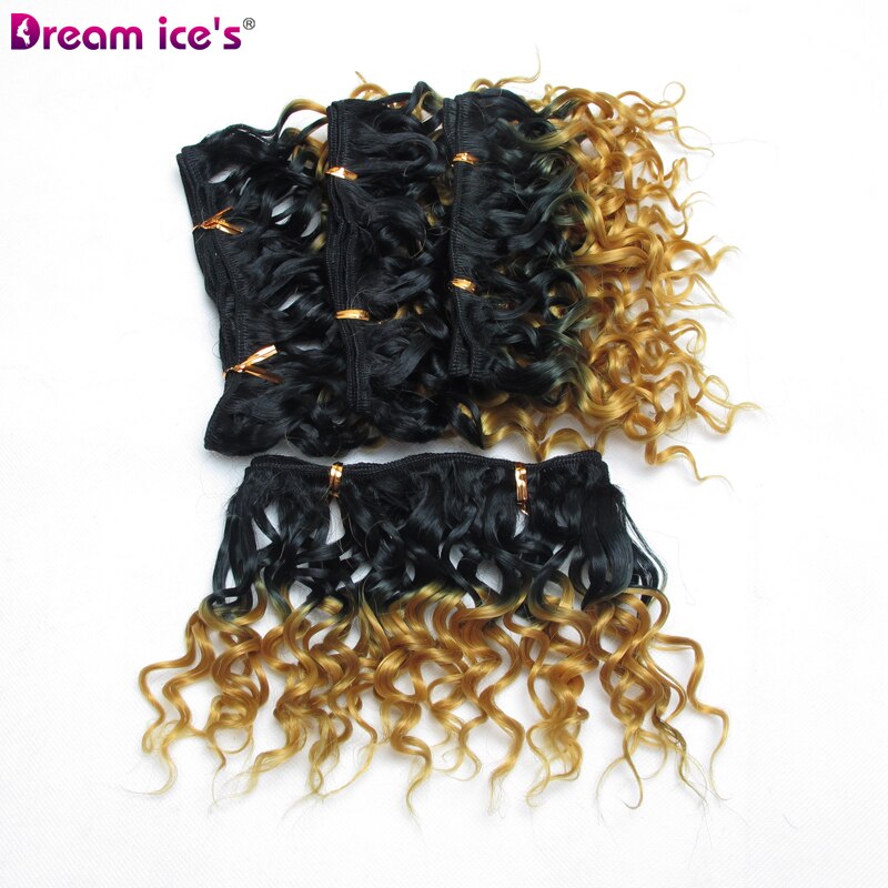 8 pulgadas Afro corto Pelo Rizado mechones color marrón negro de pelo sintético de alta temperatura de extensión 4 unid/lote sueño del hielo