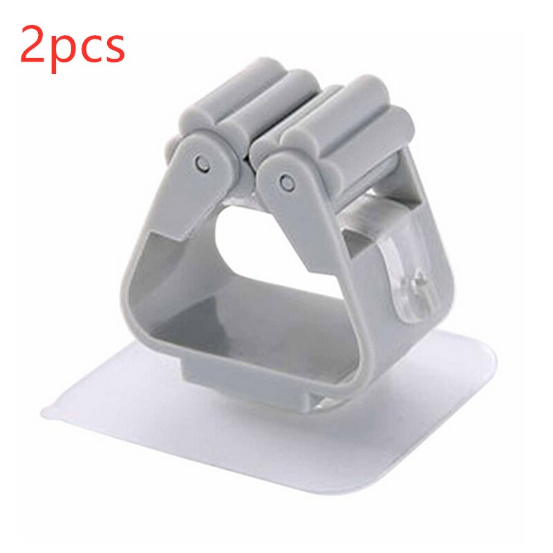 2pcs Kitchen Mop Rack Bathroom Organizer Wall Mounted Shelf Hook Broom Holder Hanger Behind Doors/On Walls Kitchen Storage Tool: 2pcs Blue