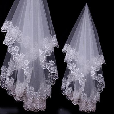 Jahrgang Elfenbein Eine Schicht 3 M Spitze Rand kathedrale hochzeit schleier Günstige veu de noiva longo Schleier mariage longue dentelle braut Schleier