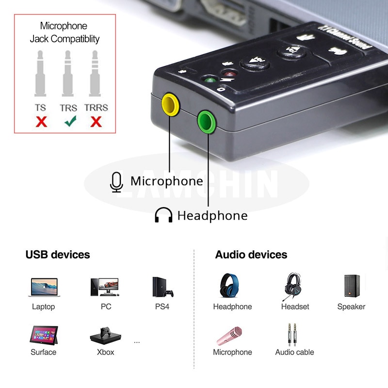 7.1 Externe USB Geluidskaart USB naar Jack 3.5mm Hoofdtelefoon Audio Adapter Gratis Drive Micphone Geluidskaart USB Audio adapter