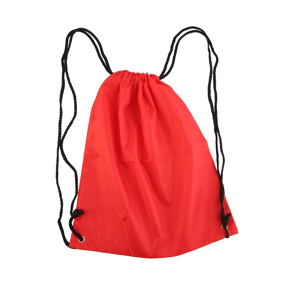 Premium School Drawstring Duffle Bag Sport Gym Swim Dance Shoe Backpack: red