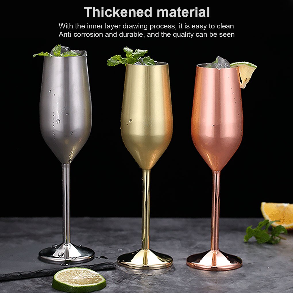 Rvs Wijnglas 220Ml Champagne Cup Metalen Cocktai Goblet Voor Bar Restaurant, Godlen