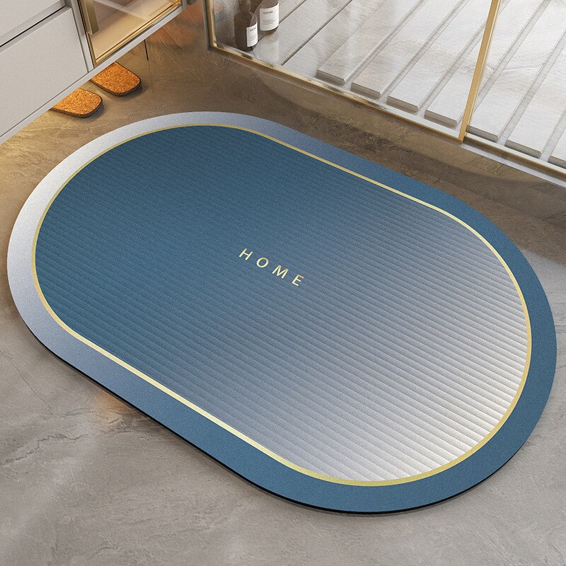 Non Slip Bath Mat Absorbent Quick Drying Diatom Mud Kitchen Floor Mats Bath Tub Side Area Rug Oil Proof Kitchen Entrance Doormat: Blue / 50X80cm