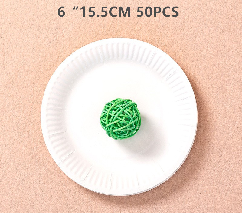 50pcs Paper Plate, Disposable Party Tableware, Bone Spitting Plate, Picnic Plate, Children's Drawing Diy White Cardboard, Decora: Silver