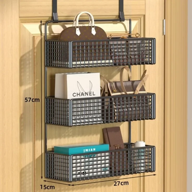 Door Mounted Shelf with Hooks Kitchen Wall Mount Storage Shelves Bathroom Organiser Multifunctional Toiletries Organiser Shelf: plum