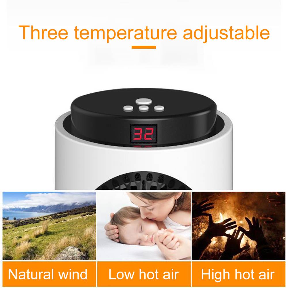 1500W LED Display Electric Fan Heater with Remote Control Energy Efficient 3 Speed Ajustable Timing Home Heating Warm Air Fan