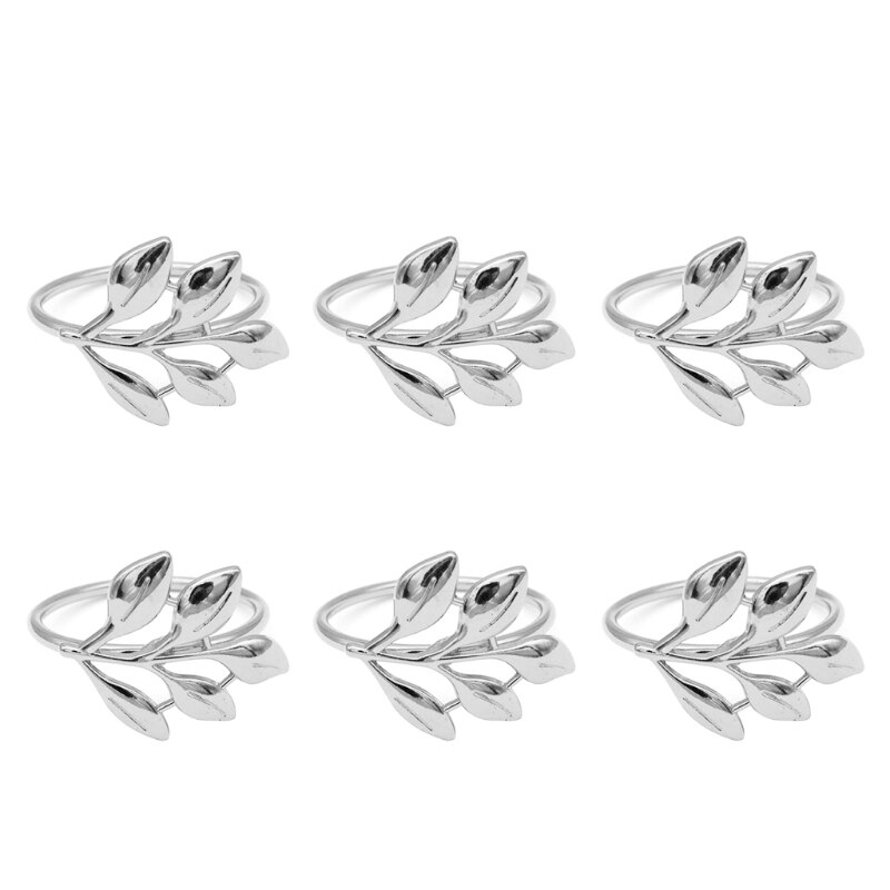 6 stykker legering serviettringer med hule blomster serviettholder utsmykning utsøkt servietter ringetone sett rhinestone thanksgivi: 81- s