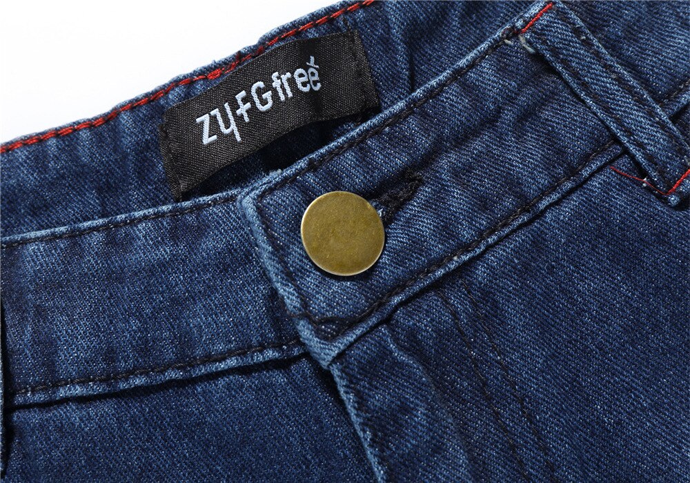 Jeans Men's Distressed Stretch Ripped Jeans Men Hip Hop Slim Fit Punk Denim Jeans Cotton Pants Zipper Jeans Black Jeans Men
