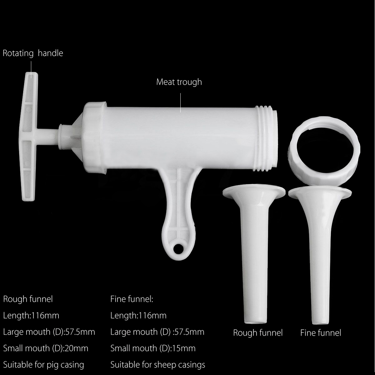 Jx-lclyl 1 set manuell korvmaskin fyllare fyllare korv salami maker och tratt hand