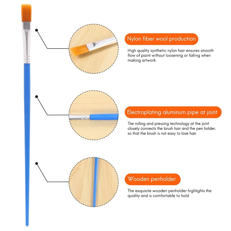 50 Stuks Penselen Set Kids Nylon Platte Haar Kleine Olie Aquarel Kunstenaar Schilderij Kits Bulk Voor Kinderen