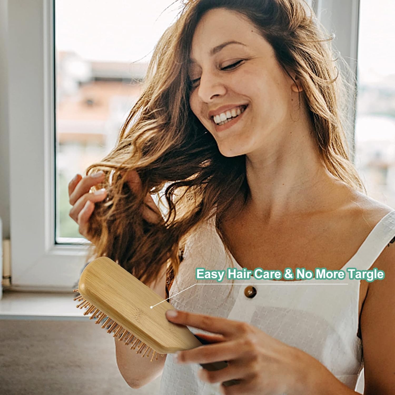 Bamboo Hair Brushes and Comb Set, Comb for Women and Detangling, Great on All Hair, Handmade for Women Men