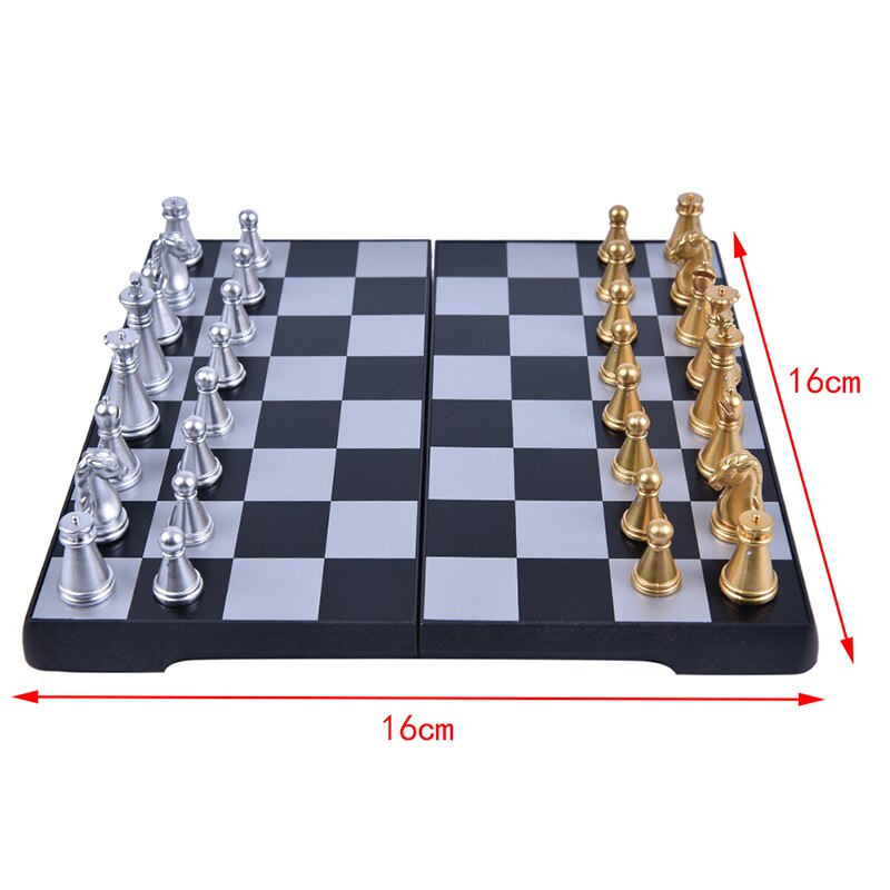 Magnetisch schaakspel voor kinderen en volwassenen (schaakbordspel met gouden en zilveren stukken)