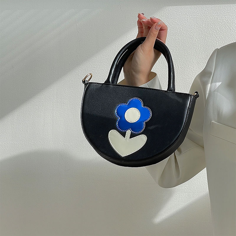MBTI Half Moon nero Bolso Mujer moda floreale Patchwork conciso borse con manico superiore stile francese elegante piatto Sac A Main Femme