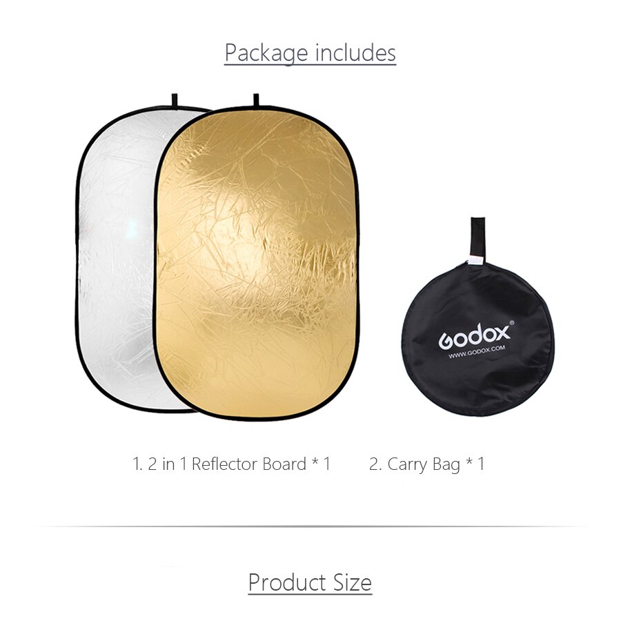 GODOX 2in1 60 x 90cm Portable Collapsible Light Oval Photography Reflector for Studio 60 x 90cm