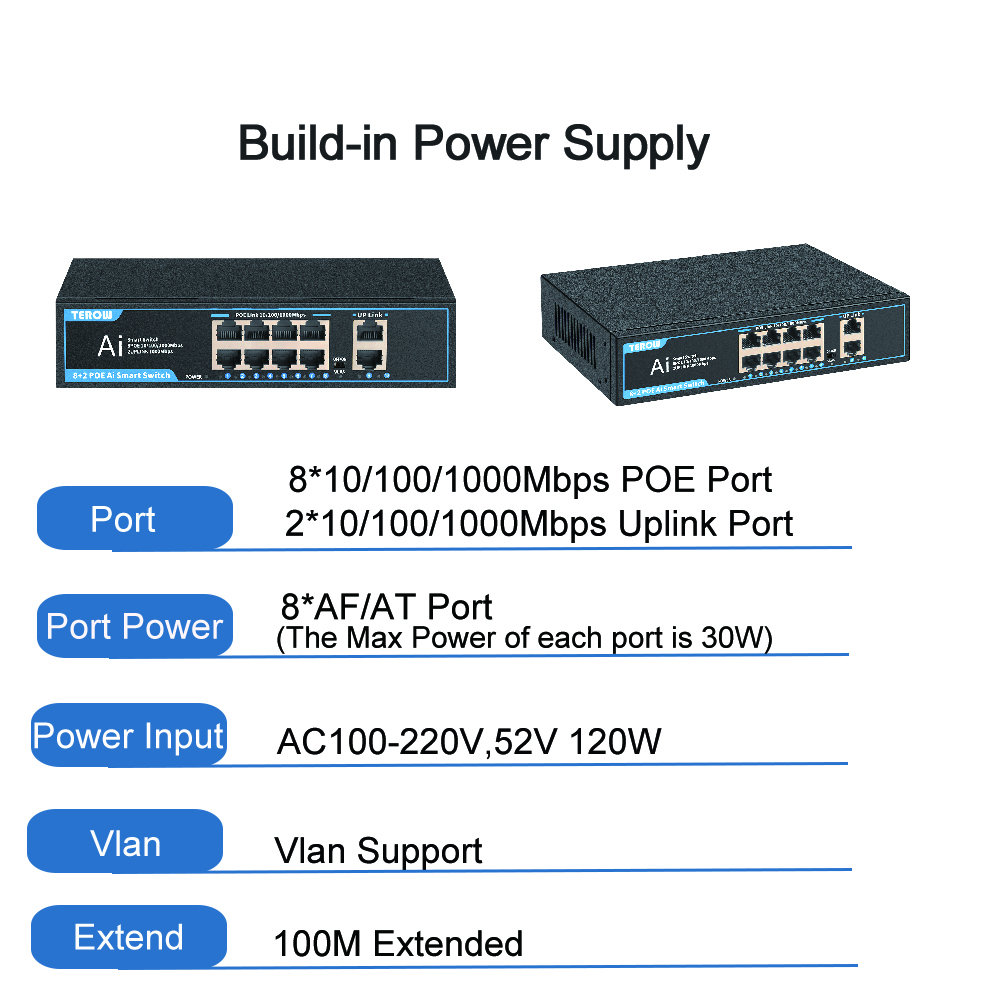 Terow switch poe 4/8/16 portas 100/1000 mbps rede gigabit ethernet 802.3 af/at vlan rj45 switch para câmera ip/ap sem fio/nrv: Amarelo