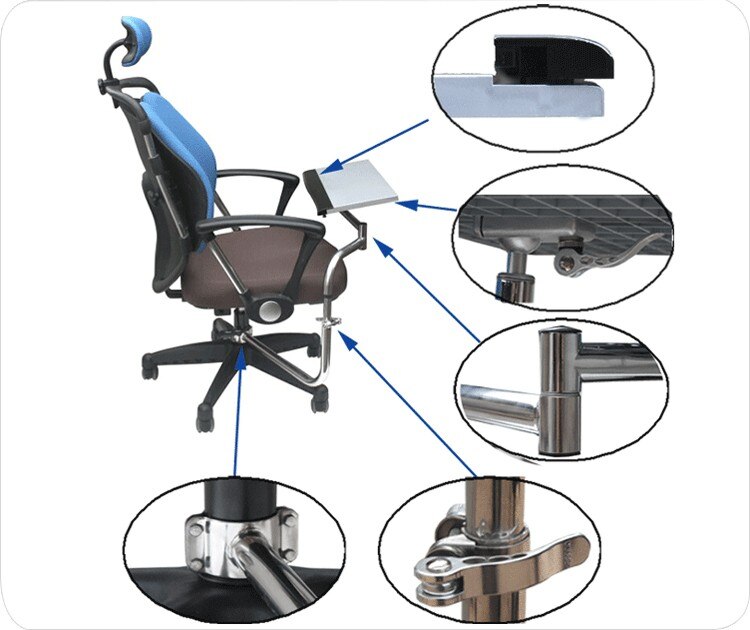 OK031S Multifunctional Full Motion Chair Clamping Laptop Desk Holder with Fan+ Square Mouse Pad +Chair Arm Clamping Mouse Pad