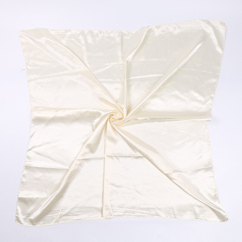 Solid Color Satin Women Scarf 90*90cm Big Wraps Lady Headband Hajib Muslim Female Square Scarf: beige