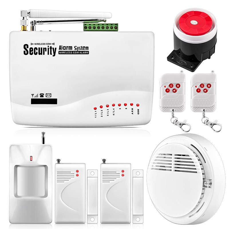 FUERS 10A GSM Alarm System for Home Security System with Wired PIR Motion Door Sensor Dual Antenna Burglar Alarm Remote control