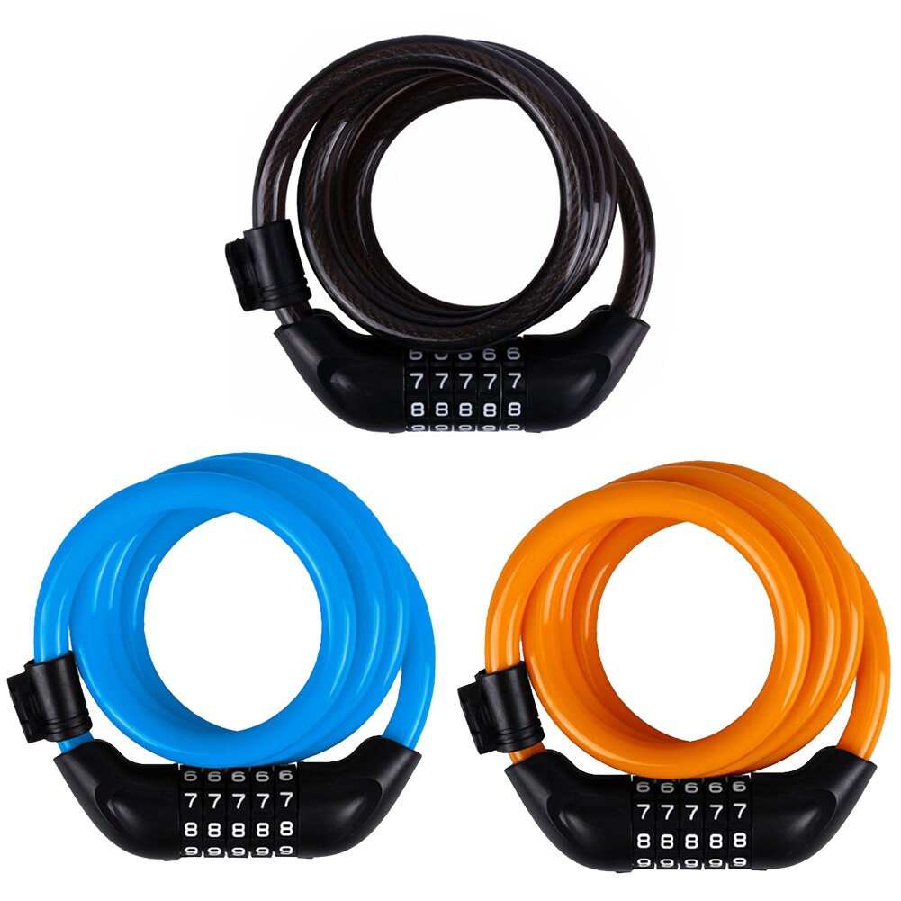 1set 5-Digit Code Bike Security Combination Locks Padlock Motorcycle Scooter Anti-Theft Steel Cable Lock Accessories Portable
