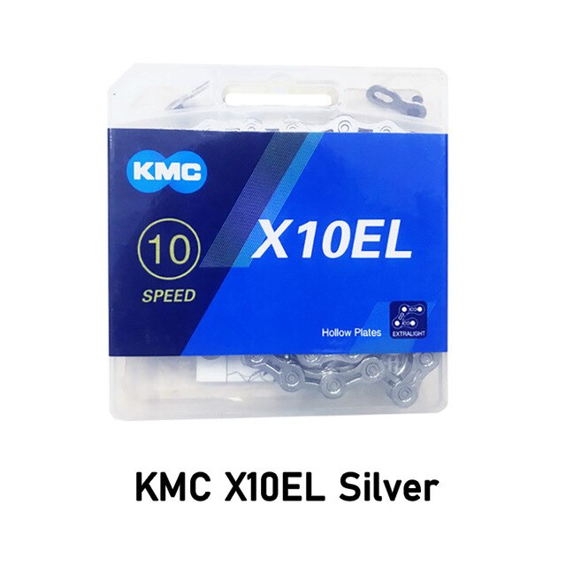 Kmc  x8 x9 x9sl x10 x10sl x11sl x12 cykelkæde 9s 10s 11s guld til mtb/landevejscykel til shimano/sram 8 9 10 11 speed 116l / kæde: Kmc  x10el sølv