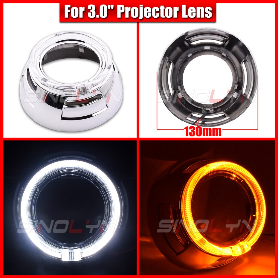 Sinolyn 2.5/3,0 LED Winkel Augen Blinker Wanten schalten Lünette Für Scheinwerfer Objektiv Hella 3R G5/Koito q5/WST Projektoren Objektiv: 3.0 F Leichentücher