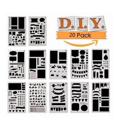 12/20 piezas Juego de álbum de recortes planificador Plantilla de dibujo de bricolaje planificador diario agenda Scrapbook Journal Stencil Set