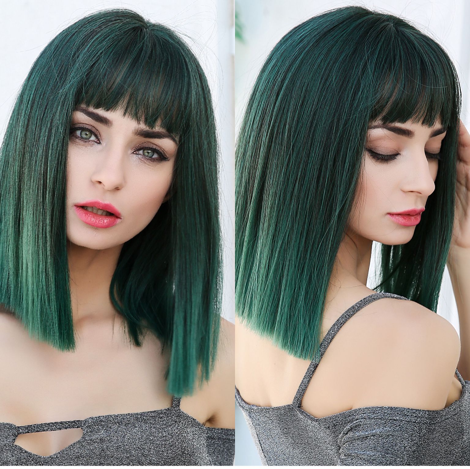 element krótki prosto pion peruki z grzywką Ombre czarny do herbata mleczna kolor peruki syntetyczne dla białych/czarnych kobiet: ss152